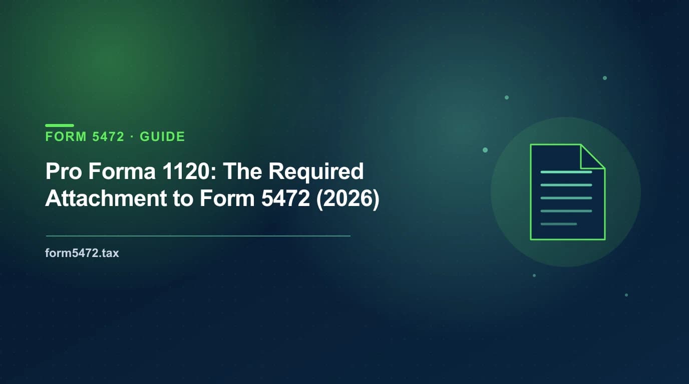 pro forma 1120 — the shell corporate return that carries Form 5472 to the IRS